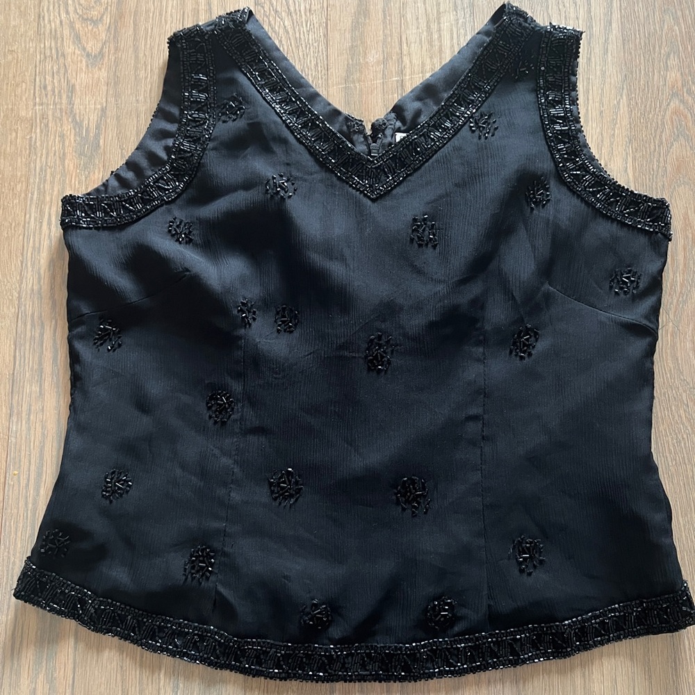 Vintage Jennifer Moore Black Embellished Blouse